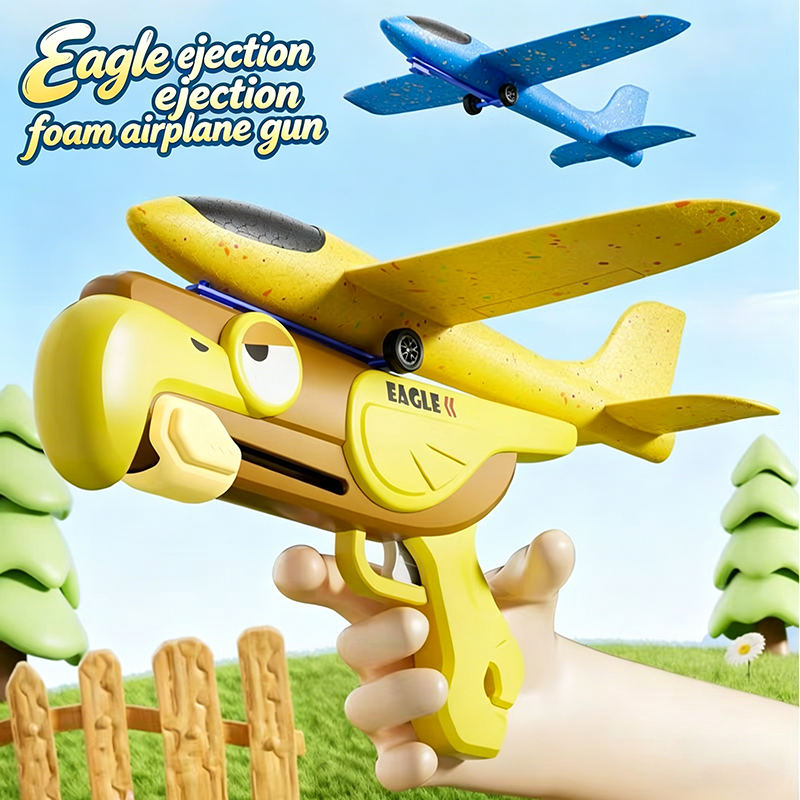 AJB Eagle Foam Plane Launcher Catapult Glider Airplane Gun Soft Bullet Foam Jet Plane Launcher for Boys & Kids Outdoor Play