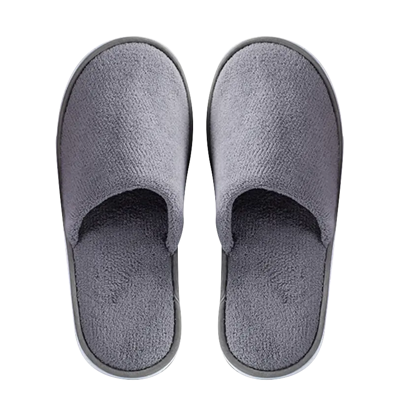 Grey coral velvet comfortable cheap disposable hotel wholesale slippers