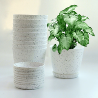 Pot de fleurs en pierre de chanvre avec plateau, respirant, absorbant, classique, rustique, minimaliste, en plastique, pour plantes en pot
