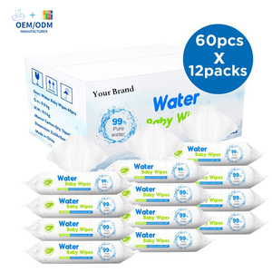 Lingettes pour bébé OEM, fabriquées à base d'eau, sans <span class=keywords><strong>alcool</strong></span> ni parabène, lingettes pour bébé bio à base de plantes avec couvercle rabattable (720 lingettes, 12 paquets) - Product Image 1
