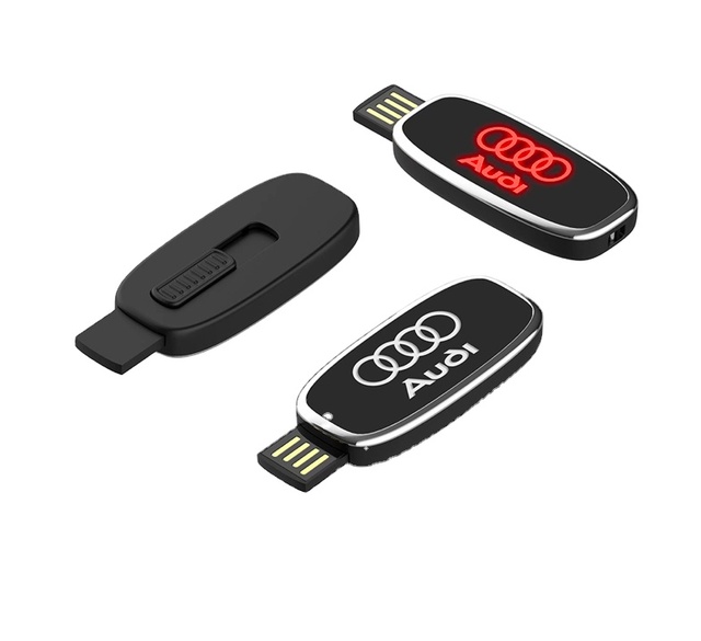 High Quality Gift Glowing logo Trendy Led Light Push and Pull Usb Flash Drive  8gb/16gb/32gb/64gb/128gb with Mini Lanyard
