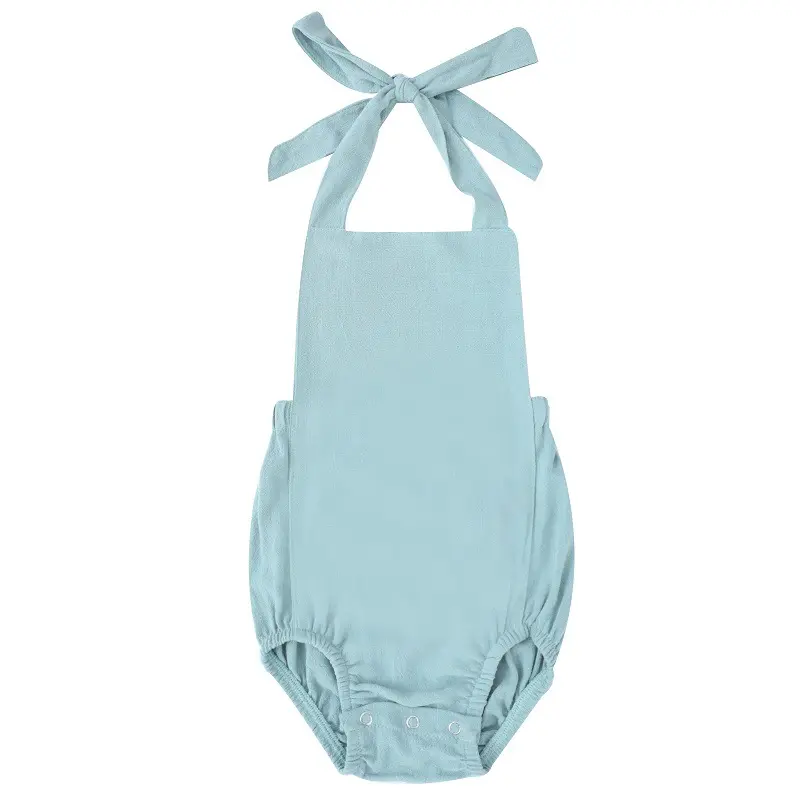 ใหม่ผ้าลินินลูกไม้ขึ้นการออกแบบทารกแรกเกิดเสื้อผ้าถุงเสื้อก้นติดระบายอากาศผิวสีทึบเด็กแรกเกิด Romper