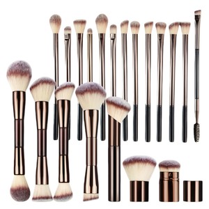 Juego de 20 <span class=keywords><strong>Brochas</strong></span> de <span class=keywords><strong>Maquillaje</strong></span> Profesionales Marrones para Rostro, Mango de Plástico, Fibra Sintética Suave, Fácil de Usar, <span class=keywords><strong>Brochas</strong></span> para Base y Colorete - Product Image 5
