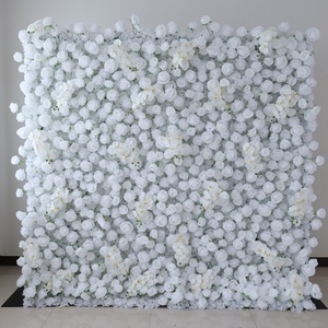 Décoration de fond de scène de mariage personnalisée J36, toile de fond florale en soie artificielle blanche pure de 8 pieds, toile de fond de <span class=keywords><strong>fleurs</strong></span> artificielles - Product Image 1