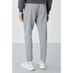 Pantalon de survêtement gris mélangé pour homme, taille élastique, coupe standard, tissu respirant décontracté - Product Image 1
