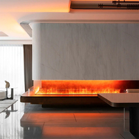 Meuble TV élégant pour salon, avec cheminée intégrée à flamme LED réaliste et humidificateur, et rangement
