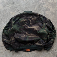 Veste Bomber Vintage en Nylon Imperméable Réversible à Imprimé Complet avec Fermeture Éclair, Veste de Pilote d'Hiver Camouflage Personnalisée pour Hommes