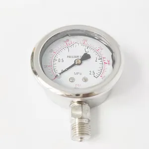 蒸気圧力計ステンレス鋼オイル充填マノメーターブルドンチューブ圧力計YNB60