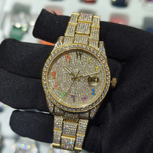 Reloj de Lujo con Diamantes Reales Estilo Hip Hop Iced Out Automático Mecánico Dorado Bust Down con Moissanita VVS - Product Image 4