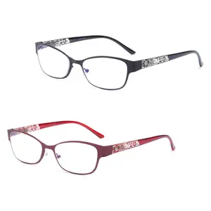 Wholesale custom retro all metal matching pc temple wire laser pattern optical frame reading glasses