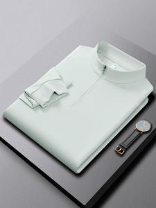 7A 抗菌性ノンアイロン高級軽量メンズ織りネットナイロンハーフハイカラーロングスリーブシャツカジュアルトップ - Product Image 3