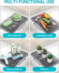 Tapis <span class=keywords><strong>de</strong></span> séchage <span class=keywords><strong>de</strong></span> vaisselle en silicone enroulable pour comptoir <span class=keywords><strong>de</strong></span> cuisine, avec drainage rapide, résistant à la chaleur, facile à nettoyer, multi-usages - Product Image 2