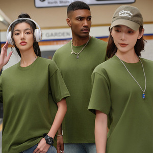 Custom Heavyweight 280g Pure Cotton Knitted O-Neck Short Sleeve <strong>T</strong>-<strong>shirt</strong> for Men Women Solid Color Blank Design Loose Fit - Product Image 3