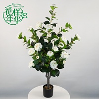 Plantes artificielles miniatures avec fleurs réalistes, arbre en pot de camélia, 100 cm, 28 têtes, pour décoration intérieure et extérieure, hall d'hôtel