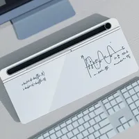 เดสก์ท็อปแก้วคณะกรรมการคอมพิวเตอร์แป้นพิมพ์ยืนสีขาวคณะกรรมการพื้นผิวแผ่นที่มีลิ้นชัก