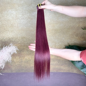 Extensions de Cheveux Humains Lisses Bourgogne 99J en Gros, 100% Cheveux Humains Vierges, Tissage Double Trame - Product Image 5