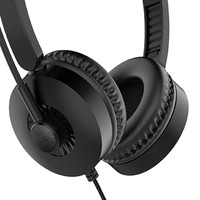 Headset Komputer Usb dengan Mikrofon obrolan Bening, Headset berkabel On-ear ringan untuk Headset pusat panggilan