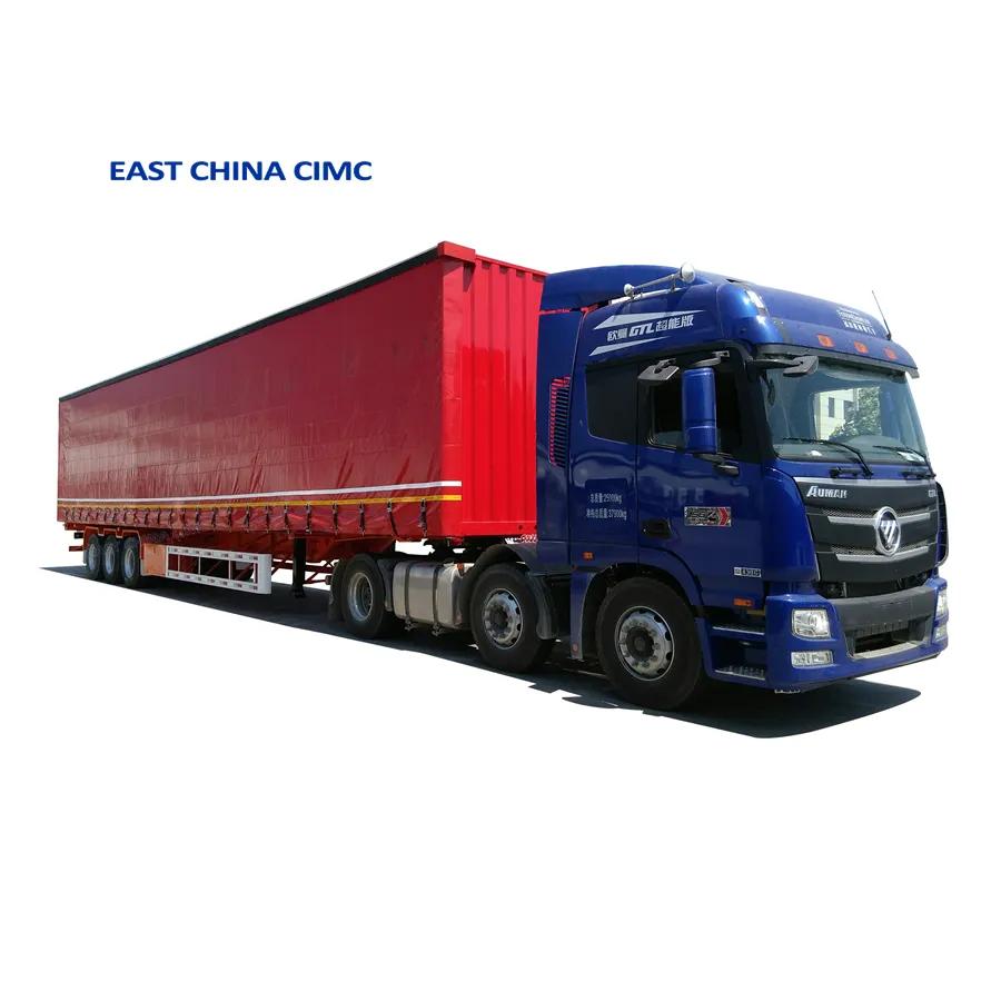 China Lage Prijs Zijgordijn Aanhangwagen 12M Lang 12 Wielen Vrachtvervoer