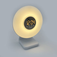 Réveil lumineux intelligent Horloge de table numérique LED Lumière de réveil USB, alarme de sommeil intelligente Lampe de chevet à son naturel Veilleuse LED