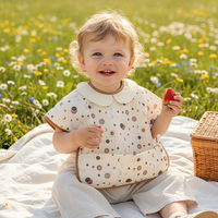 Bavoirs pour bébé à manches longues en PU imperméable, colorés, à prix avantageux, avec logo personnalisé et poche, pour l'alimentation des tout-petits