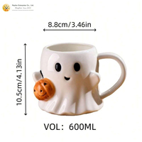Tasse à café en céramique et porcelaine de 600 ml, design 3D citrouille fantôme moderne pour Halloween, grande capacité, ensemble de tasses, cadeau d'Halloween