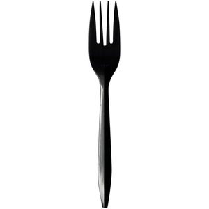 Fourchettes en plastique polypropylène noir de poids moyen Boardwalk, 1000 pièces/paquet, couverts jetables - Product Image 3