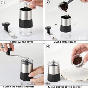 Moulin à café manuel portable en acier inoxydable personnalisé, petit broyeur à café avec réglage de la finesse de mouture externe en céramique - Product Image 5