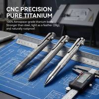 Stylo à bille tactique en titane pur de grade 5 TC4 Ti-6Al-4V avec texture griddée CNC, idéal pour l'EDC, personnalisable, coffret cadeau promotionnel