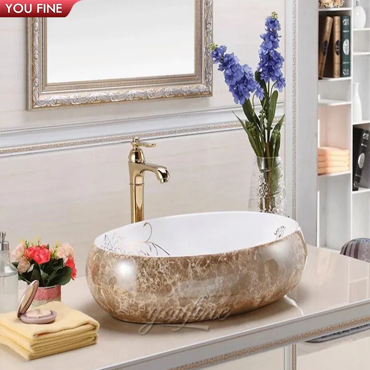 Natural Marble Sculpture Bathroom Free Standing Wash Basin with One Sink