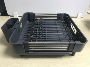 OEM拡張可能なグレーメタルディッシュラックデュアルパーツディッシュ排水管非傷可動カトラリー排水管調整可能収納ホルダーラック - Product Image 5