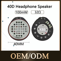 Controlador de Auriculares Dinámico KBE-40D de 40 mm, 32 Ohmios, 100 mW, Unidad de Altavoz Supraaural Impermeable IP67 para Juegos con Bluetooth
