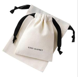 Venta al por mayor logotipo personalizado impreso lienzo apertura superior dibujar cadena regalos promocionales bolsa joyería Eco algodón bolsa con cordón - Product Image 5
