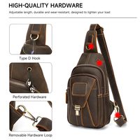 Sac bandoulière en cuir Crazy Horse MARRANT avec fermeture Push-Lock, sac à bandoulière en cuir véritable pour homme, sac de poitrine en cuir véritable pour homme
