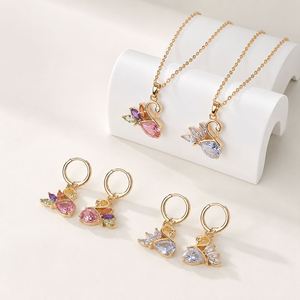 Jewelry Set Wholesale New Fashion 18K Gold Plated Brass Zircon for Women Wedding Party Gift - Product Image 2