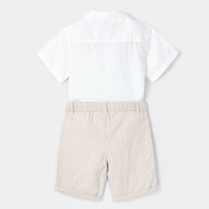 Completo Lussuoso per Neonato di Marca, <span class=keywords><strong>Abbigliamento</strong></span> Bimbo 1 Anno, Outfit Casual Estivo a Due Pezzi in Cotone a Righe con Pantaloncini - Product Image 2