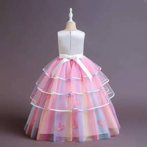 Vestido de niña con apliques de flores de unicornio, vestidos de princesa para niños, disfraz para fiesta de cumpleaños y boda, vestido Formal de noche - Product Image 5