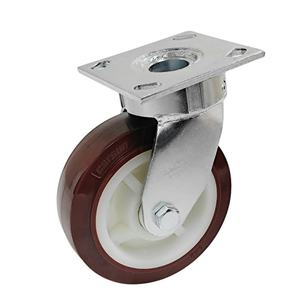 Roulettes industrielles robustes Carsun rouges galvanisées de 6 pouces, roues en acier polyuréthane, roulements à billes en nylon de 150 mm de diamètre, OEM - Product Image 1