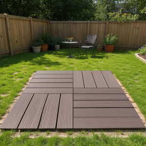 Piastrelle per Pavimentazione WPC 11.8x11.8 Pollici Marrone Scuro, Pavimento Esterno a Incastro, Design Moderno, Superficie Impermeabile - Product Image 2