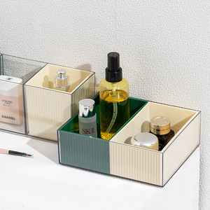 Transparent Divided Desktop Cosmetic <b>Storage</b> Box With Compartments Stackable Jewelry Lipstick Organizer For <b>Dressing</b> <b>Table</b> Dorm - Product Image 4