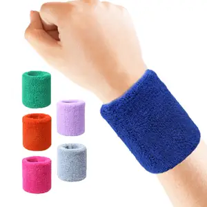 Custom rainbow embroidered tennis hand terry wristband bulk cotton sport wrist sweat band sweatband