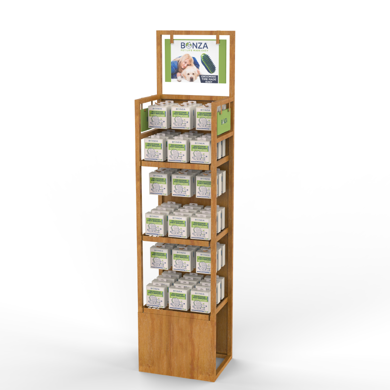 Hot Custom Pet Food Pegboard Display Rack Wooden Display Rack Supermarket Pet Retail Display Stand Hot Sale