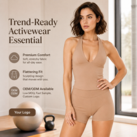 Camiseta de yoga con cuello halter y espalda descubierta para mujer, con sujetador incorporado, tacto suave, secado rápido, ajuste ceñido, camisola deportiva, proveedor personalizado