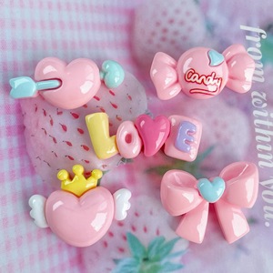Accesorios de Resina con Forma de Corazón Rosa y Lazo de Flecha, Horquillas para el Cabello, Decoraciones Lindas - Product Image 2