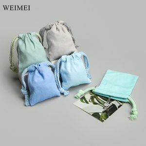 Sac d'emballage à cordon personnalisé WEIMEI avec logo imprimé, en coton mousseline naturel fin, pochette à bijoux - Product Image 2