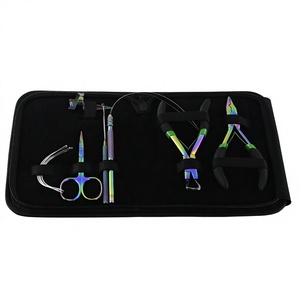 Kit professionnel d'outils multicolores en acier pour extensions capillaires, outils de séparation en boucle, pinces pour l'élimination des cheveux humains, crochet de coupe-fil - Product Image 1