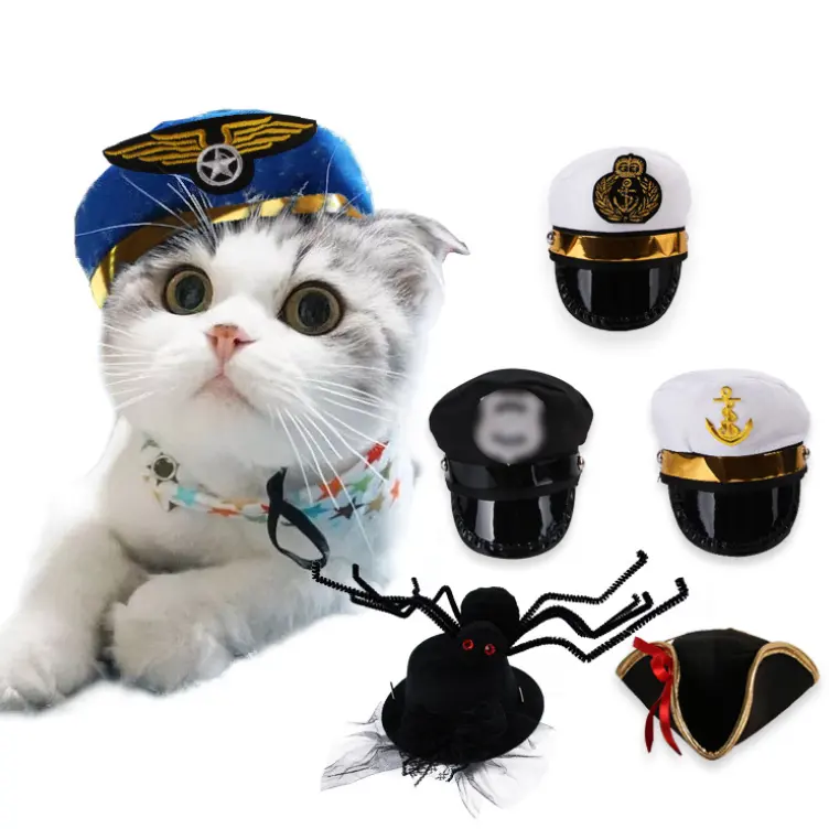 Haustier Kostüme Cosplay Katzen hut Hunde kostüm Halloween Polizist Piraten kapitän Sailor Hunde hut für Party