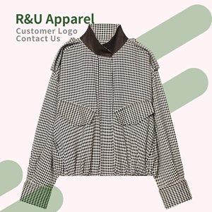 Vestes R&U pour femmes, nouveau style d'été, personnalisation complète, <span class=keywords><strong>veste</strong></span> bomber à col montant à manches longues à carreaux - Product Image 1