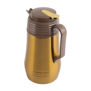 Termo de café retro de acero inoxidable dorado con tapa y asa para bebidas calientes - Product Image 3