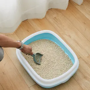 Caja de arena para gatos de plástico para inodoro para gatos, caja de arena semicerrada para gatos, novedad de 2024