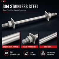 304 Stainless Steel Double-ended Stud, Nut, and Flat Washer M3-M16